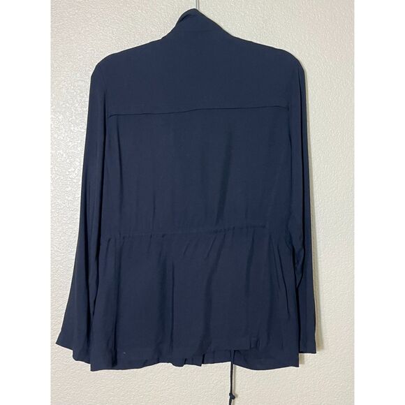 LOVE TREE SzS Lightweight Utility Jacket Snap Button Drawstring Cinch Waist Blk - Picture 3 of 8